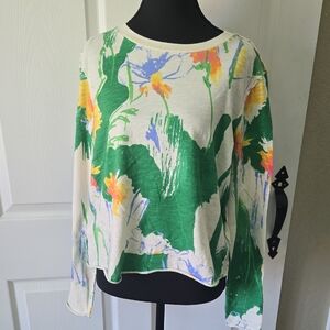 Maeve Green Boxy Long‎ Sleeve Blouse